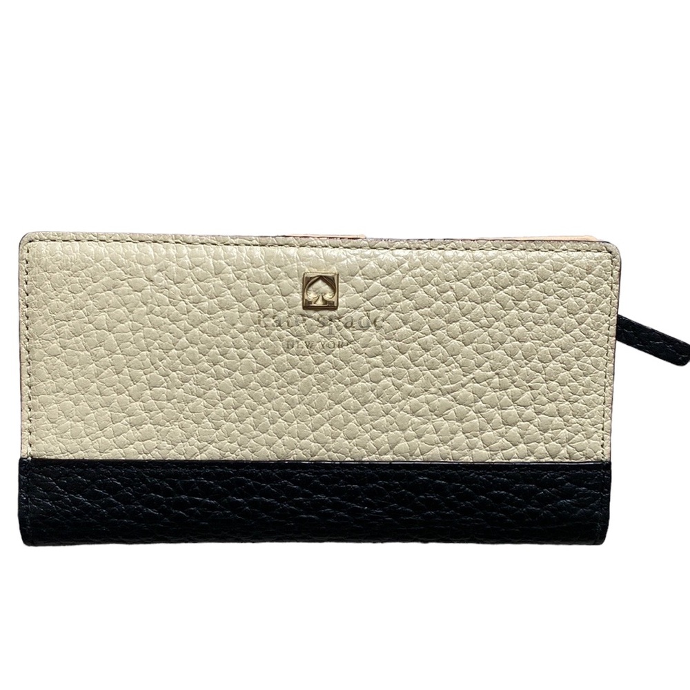Kate Spade Pebble Leather Wallet - tan / black